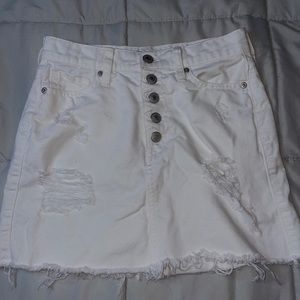 White ripped high rise mini skirt